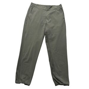 Athleta Tapered Brooklyn Jogger Pants Womens 12 Green Cuffs Zip Pocket Travel